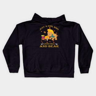 Just A Girl Who Loves Fall & Bear Funny Thanksgiving Gift Kids Hoodie